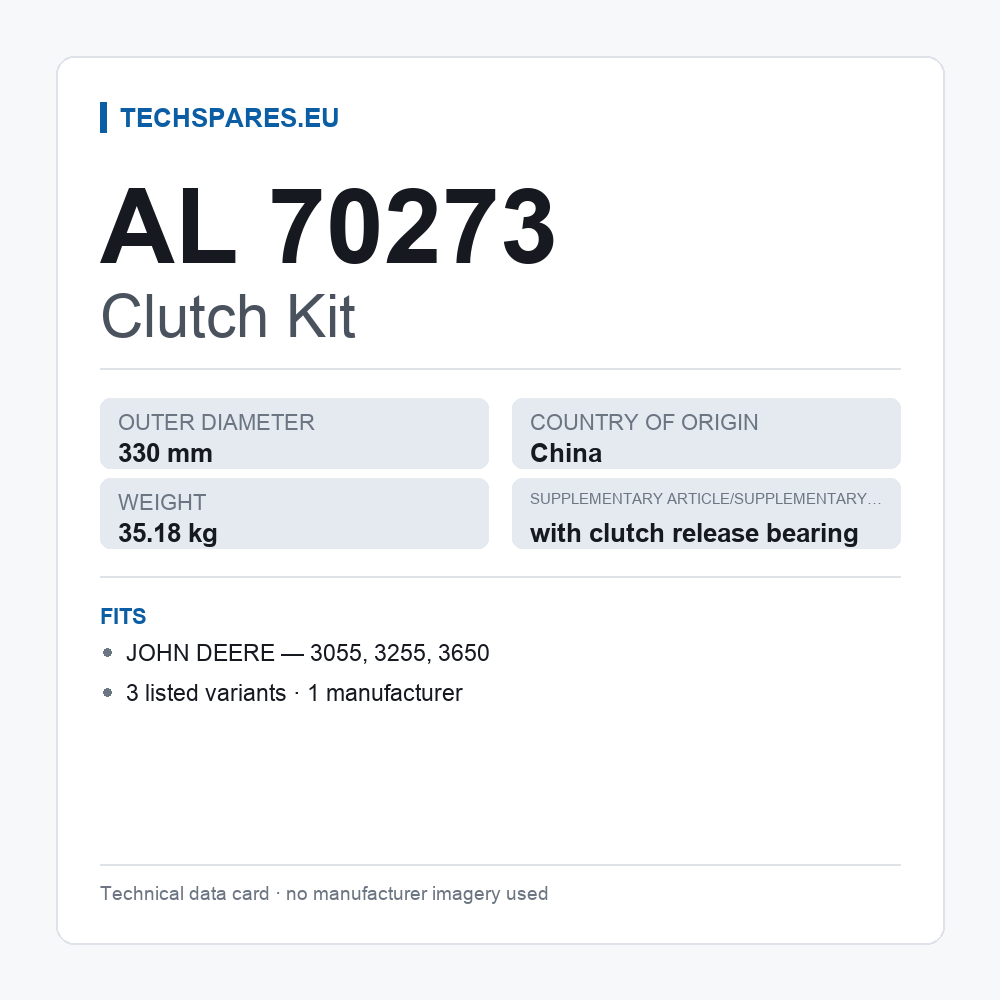 Clutch Kit AL 70273 — technical data card