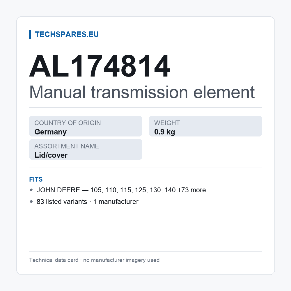 Manual transmission element AL174814 — technical data card