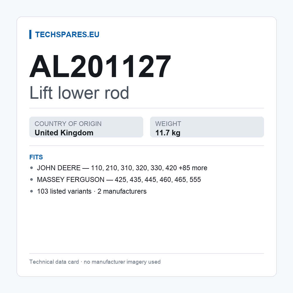 Lift lower rod AL201127 — technical data card