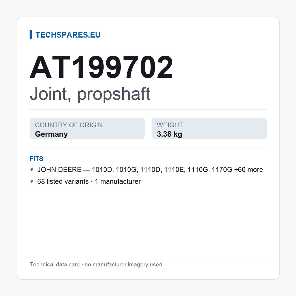 Joint, propshaft AT199702 — technical data card