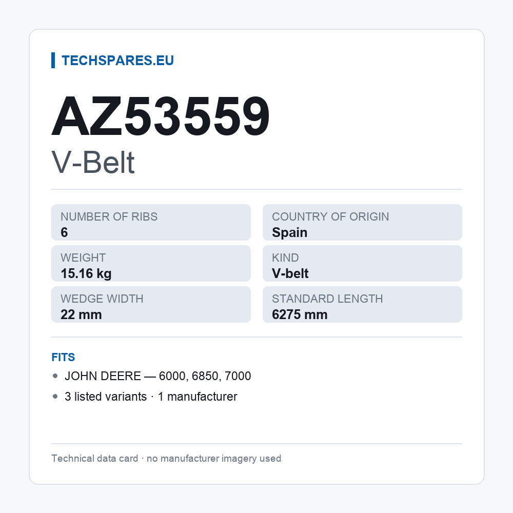 V-Belt AZ53559 — technical data card
