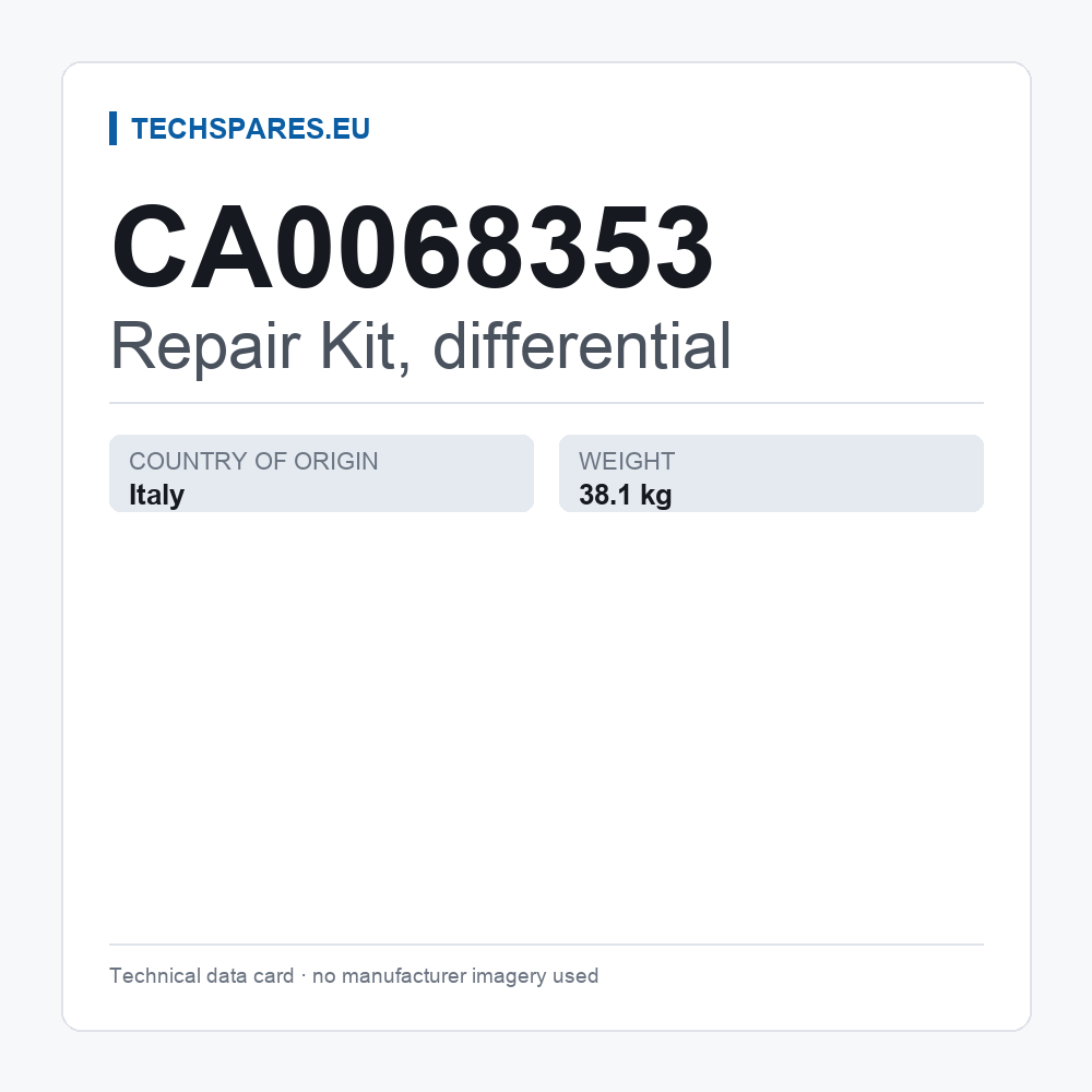Repair Kit, differential CA0068353 — technical data card