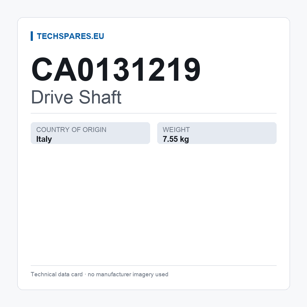 Drive Shaft CA0131219 — technical data card