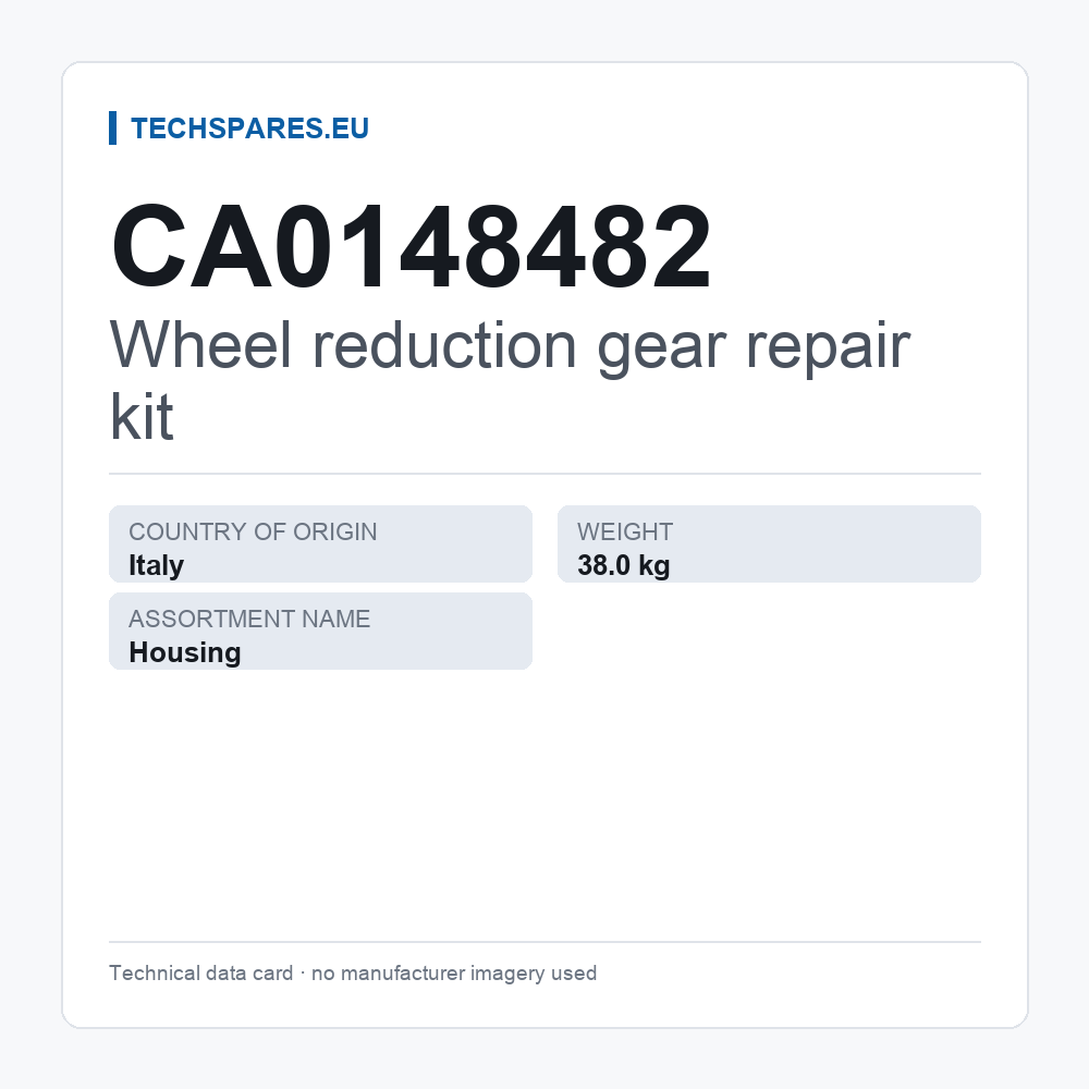 Wheel reduction gear repair kit CA0148482 — technical data card