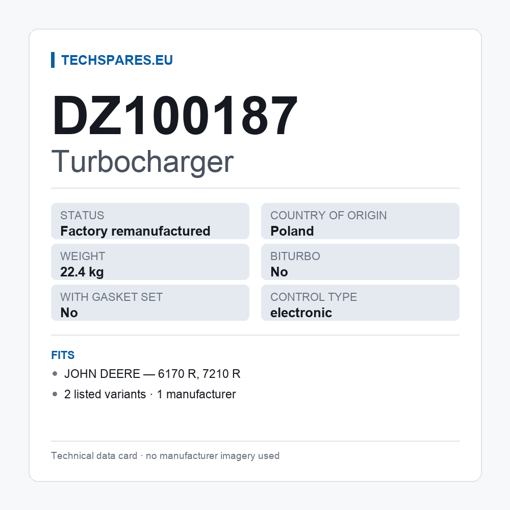 Turbocharger DZ100187 — technical data card