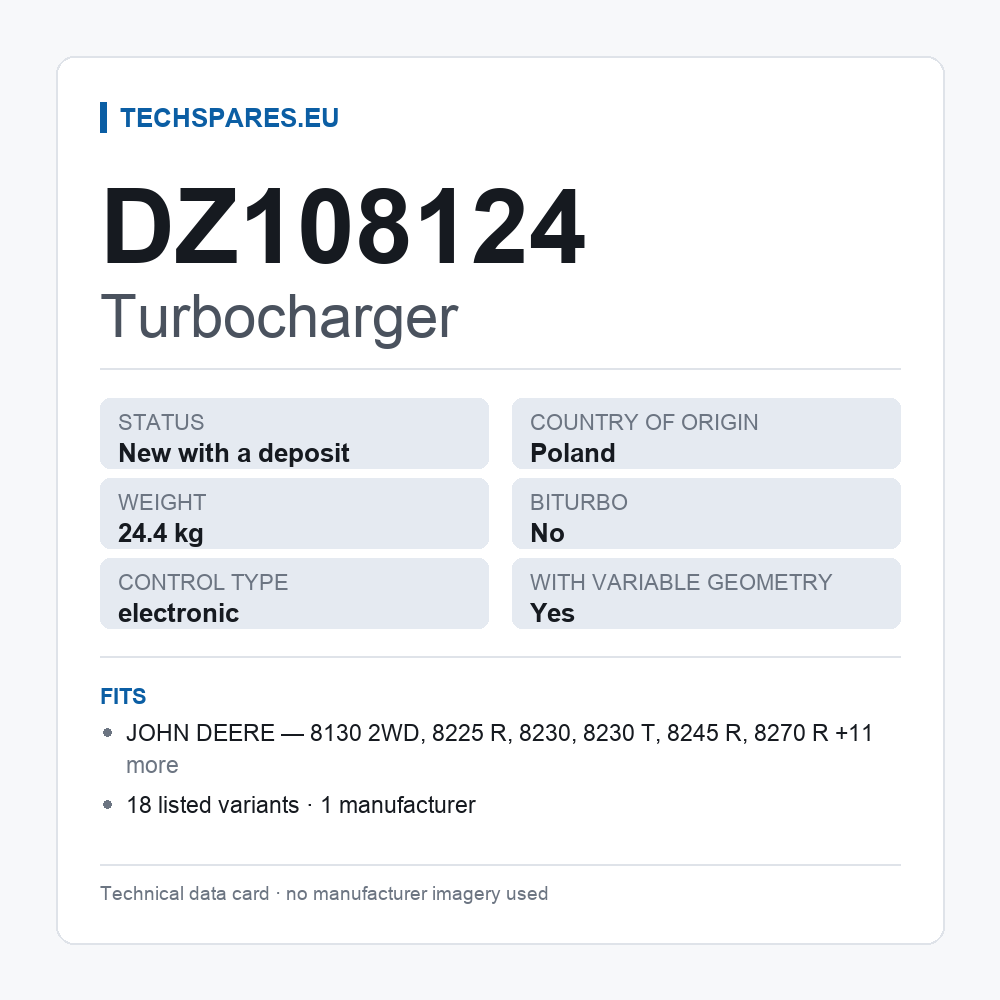 Turbocharger DZ108124 — technical data card