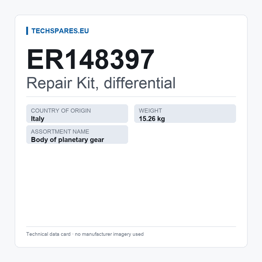 Repair Kit, differential ER148397 — technical data card