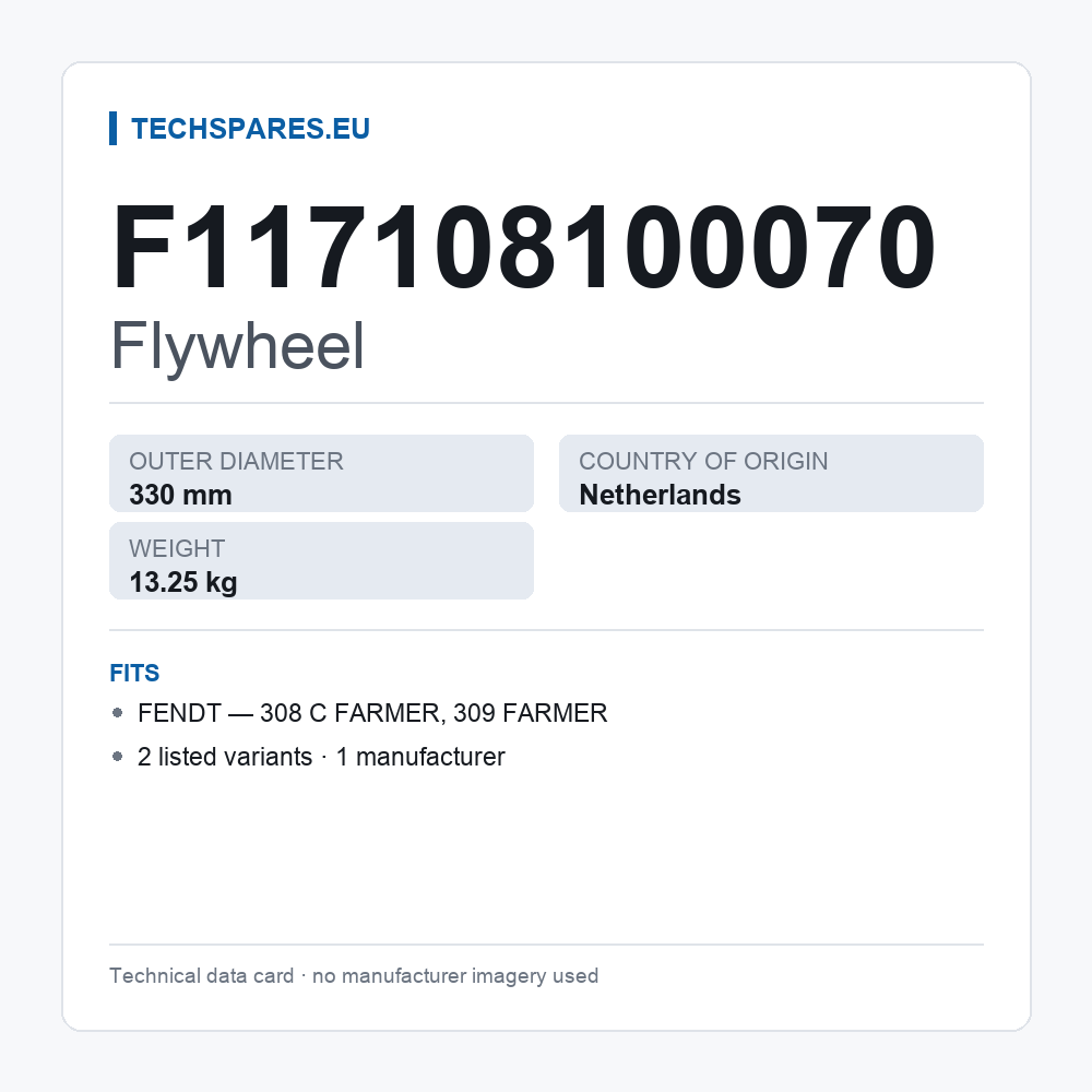 Flywheel F117108100070 — technical data card