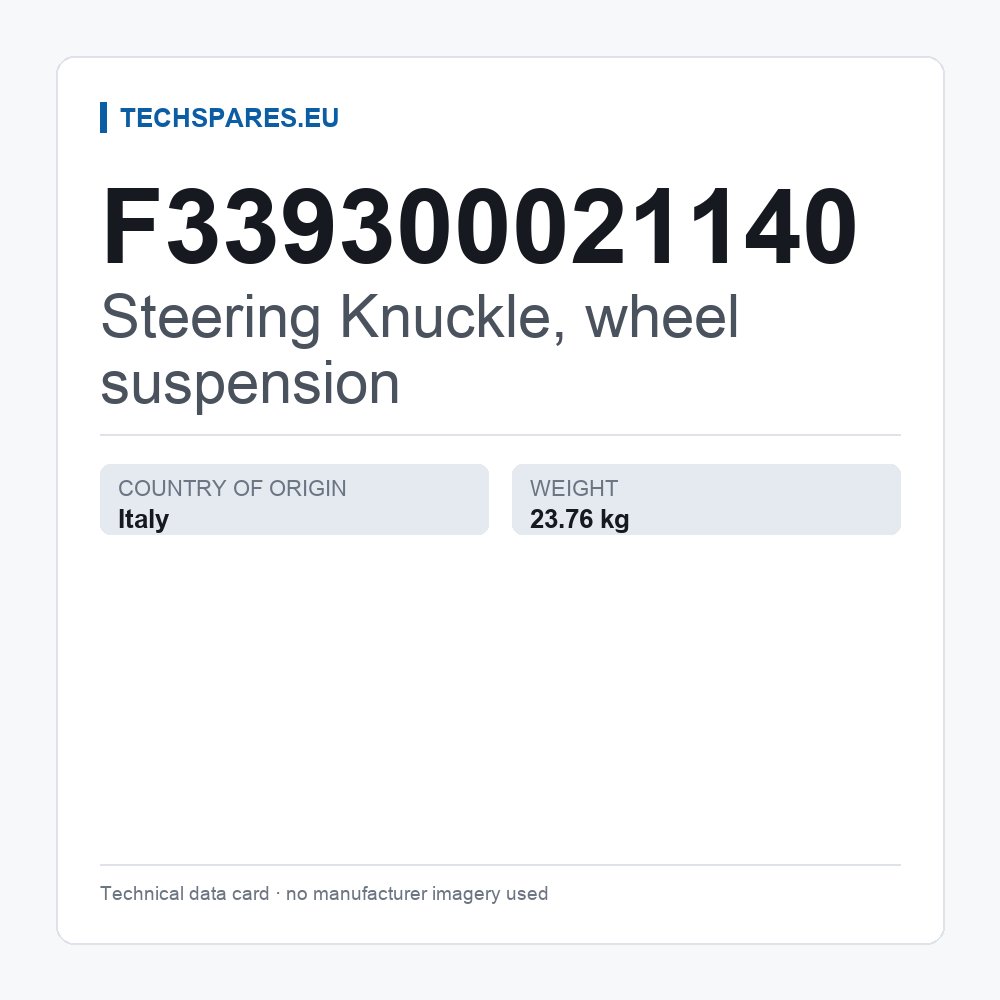 Steering Knuckle, wheel suspension F339300021140 — technical data card