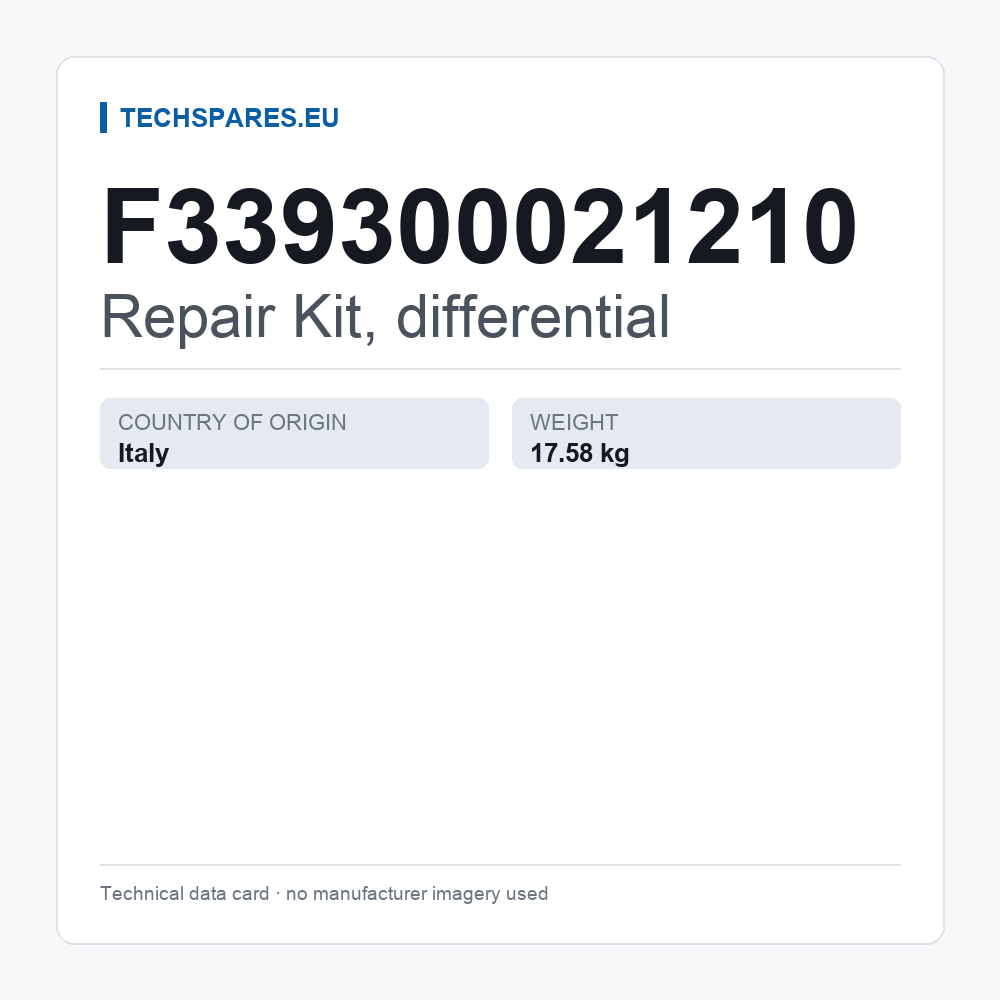 Repair Kit, differential F339300021210 — technical data card