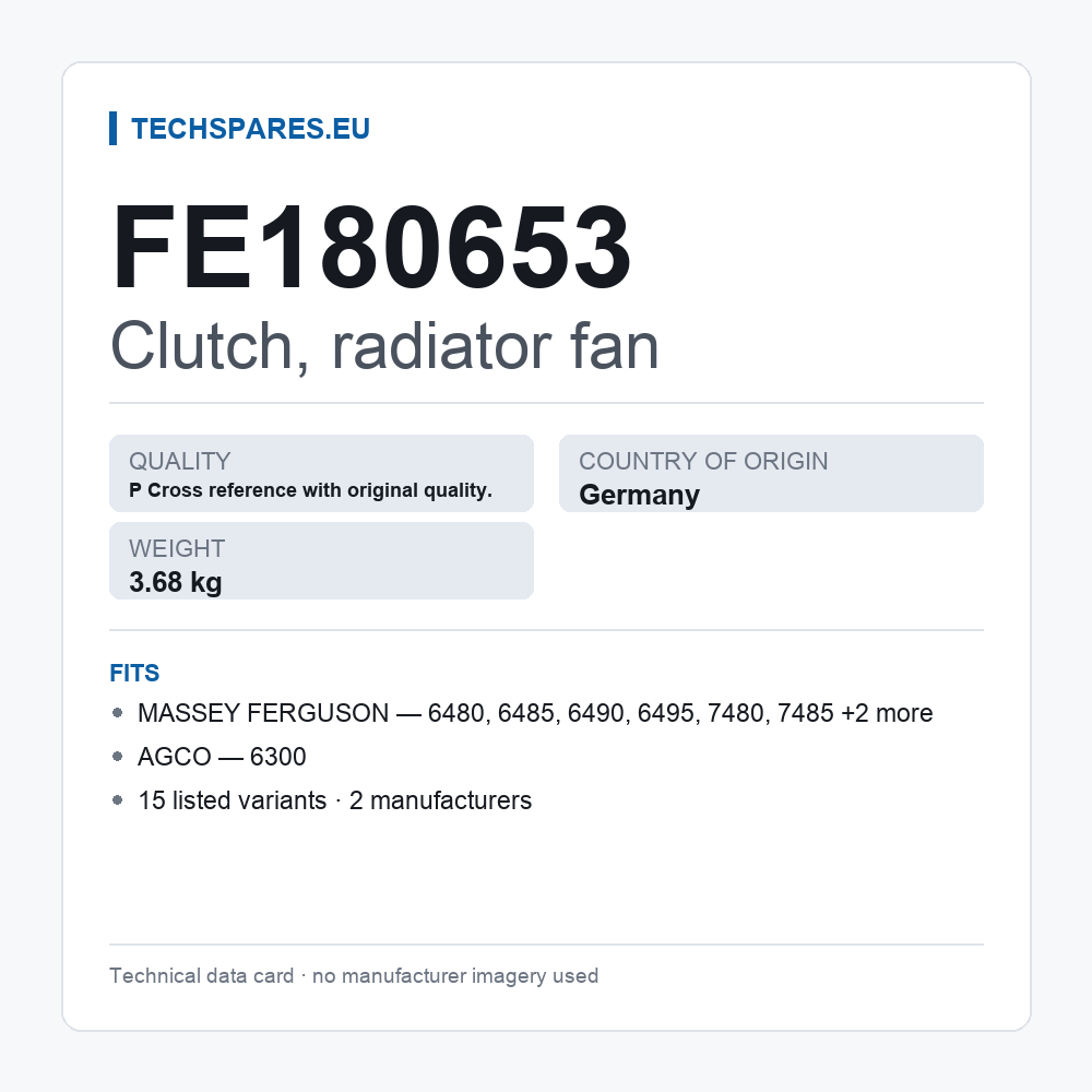 Clutch, radiator fan FE180653 — technical data card