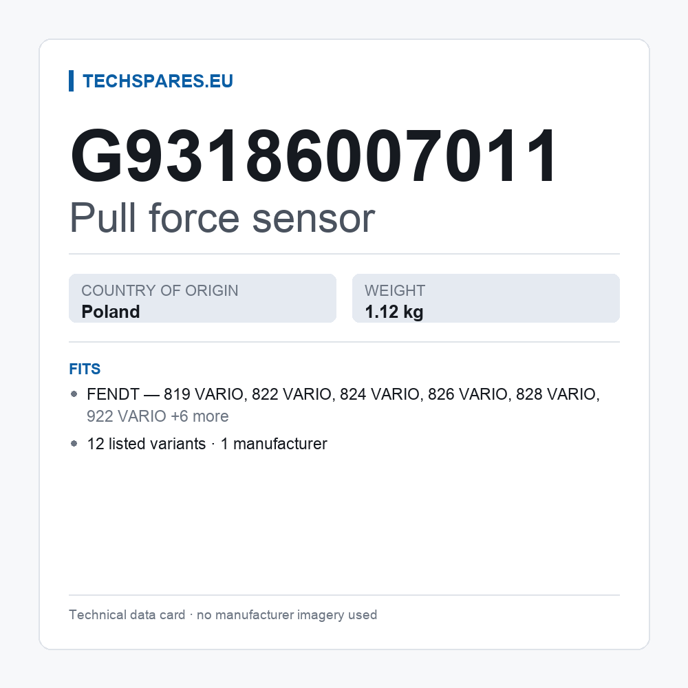 Pull force sensor G93186007011 — technical data card