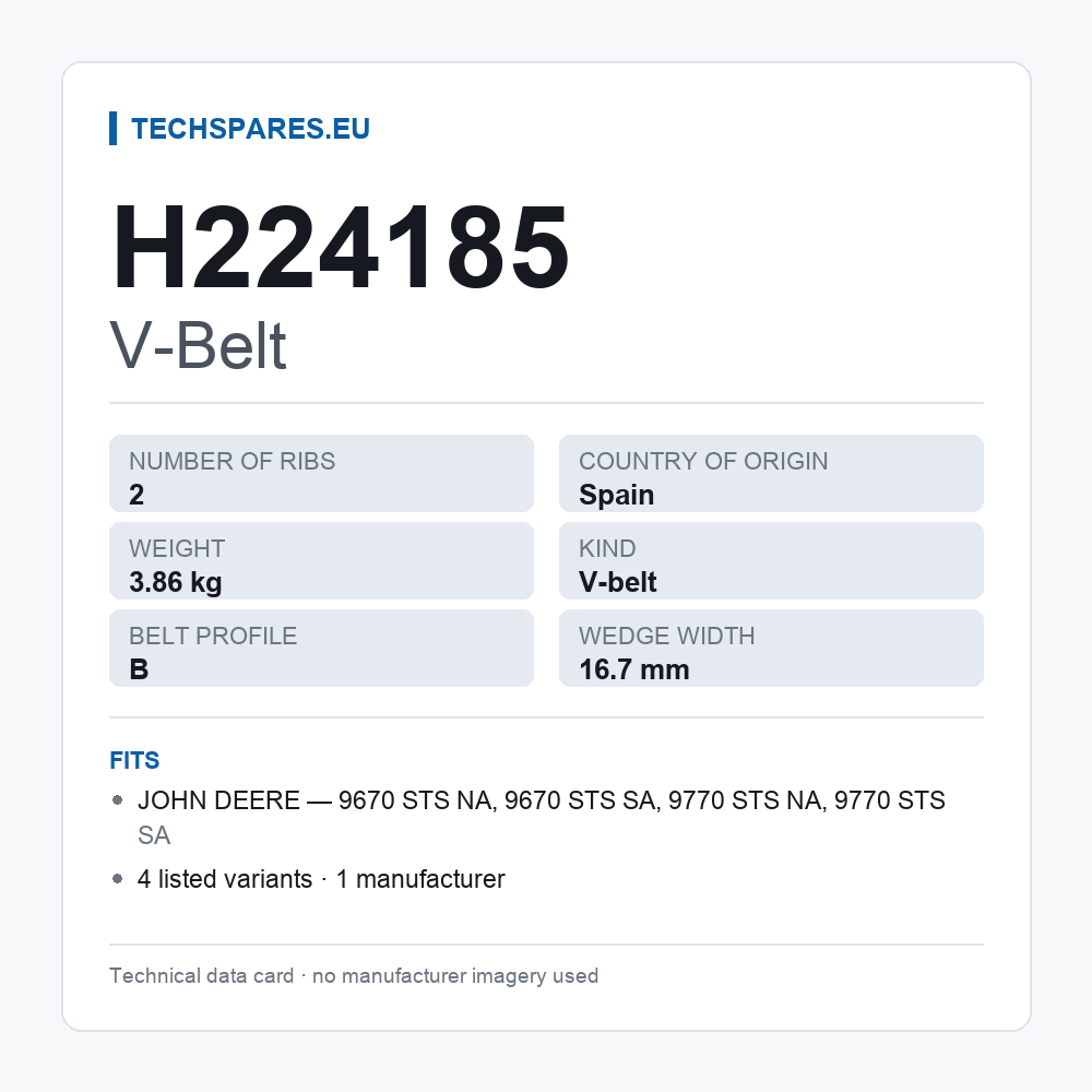 V-Belt H224185 — technical data card