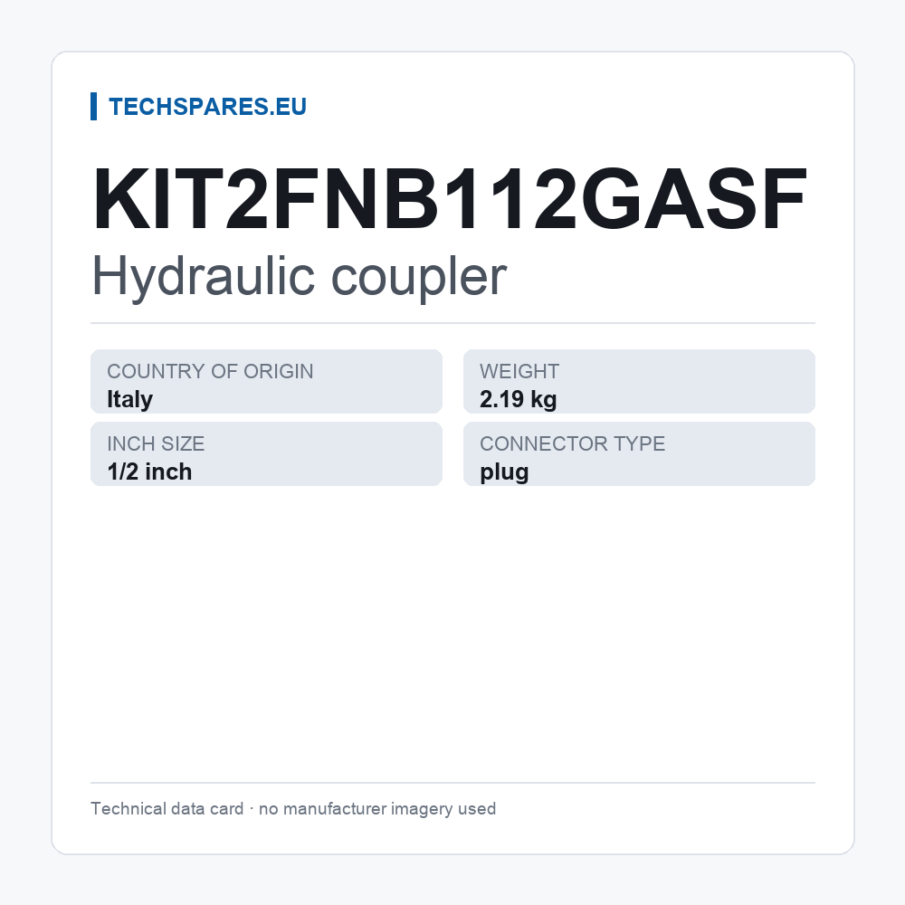 Hydraulic coupler KIT2FNB112GASF — technical data card