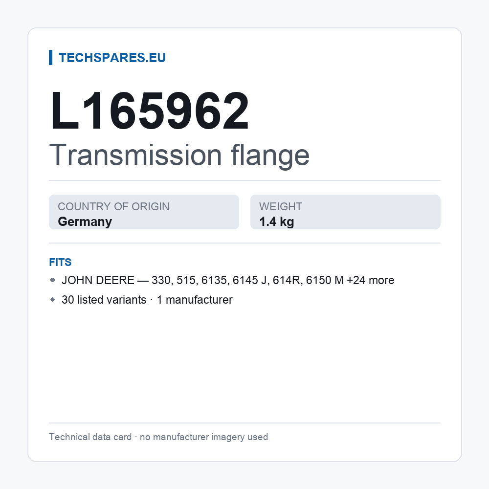 Transmission flange L165962 — technical data card