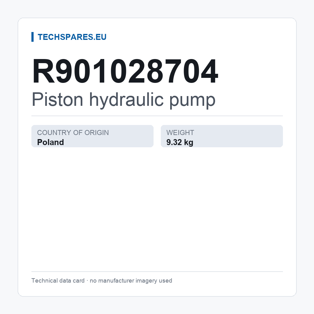 Piston hydraulic pump R901028704 — technical data card
