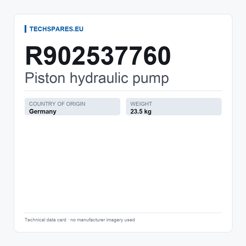 Piston hydraulic pump R902537760 — technical data card