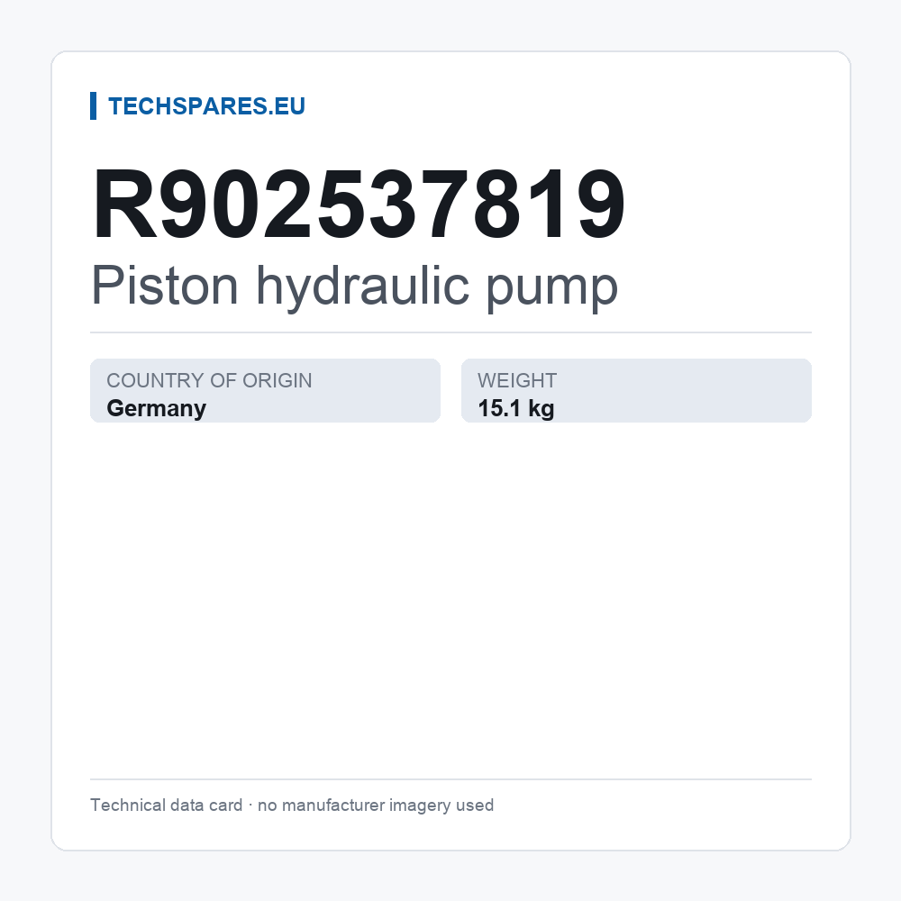 Piston hydraulic pump R902537819 — technical data card