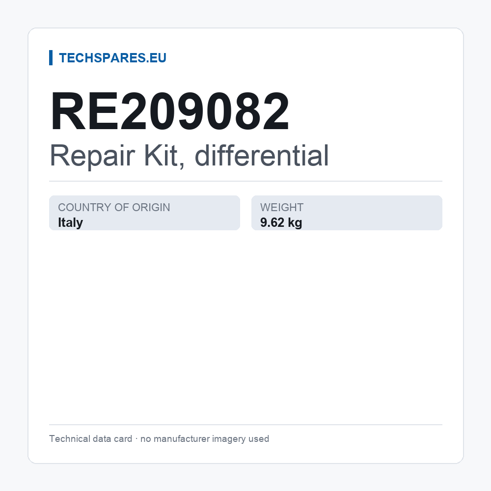 Repair Kit, differential RE209082 — technical data card