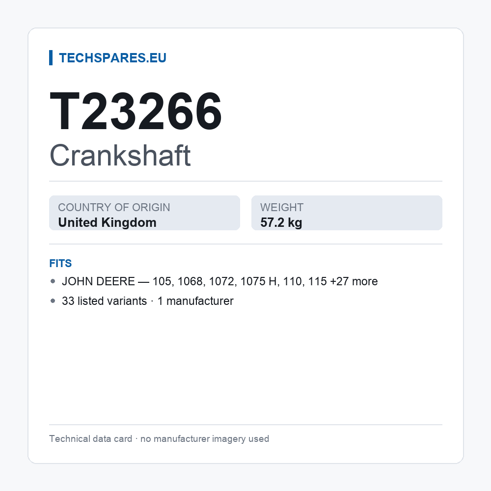 Crankshaft T23266 — technical data card