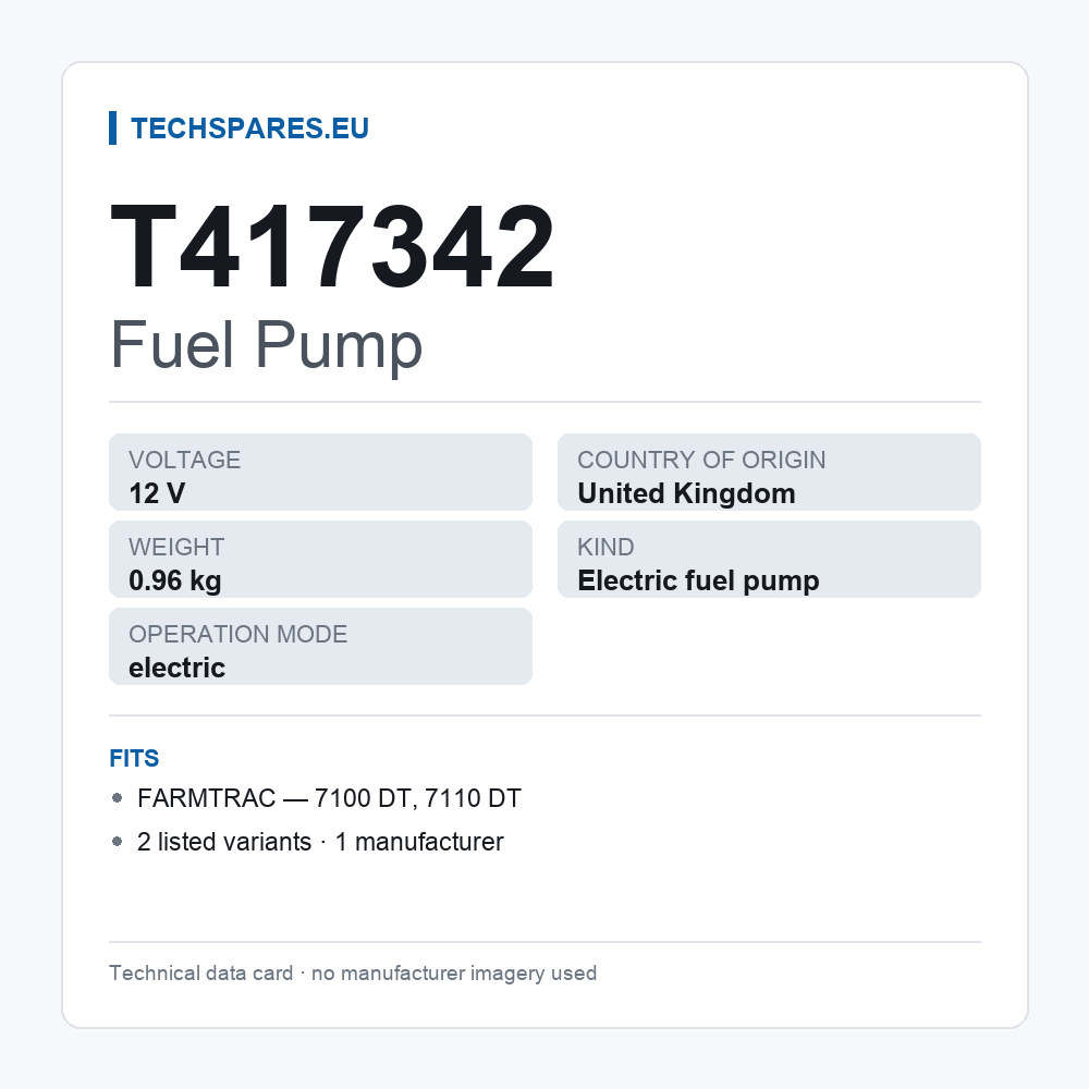 Fuel Pump T417342 — technical data card