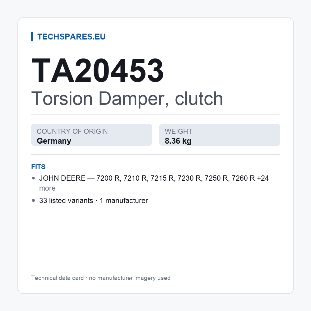 Torsion Damper, clutch TA20453 — technical data card