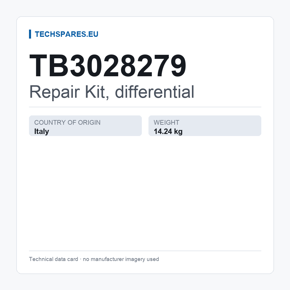 Repair Kit, differential TB3028279 — technical data card