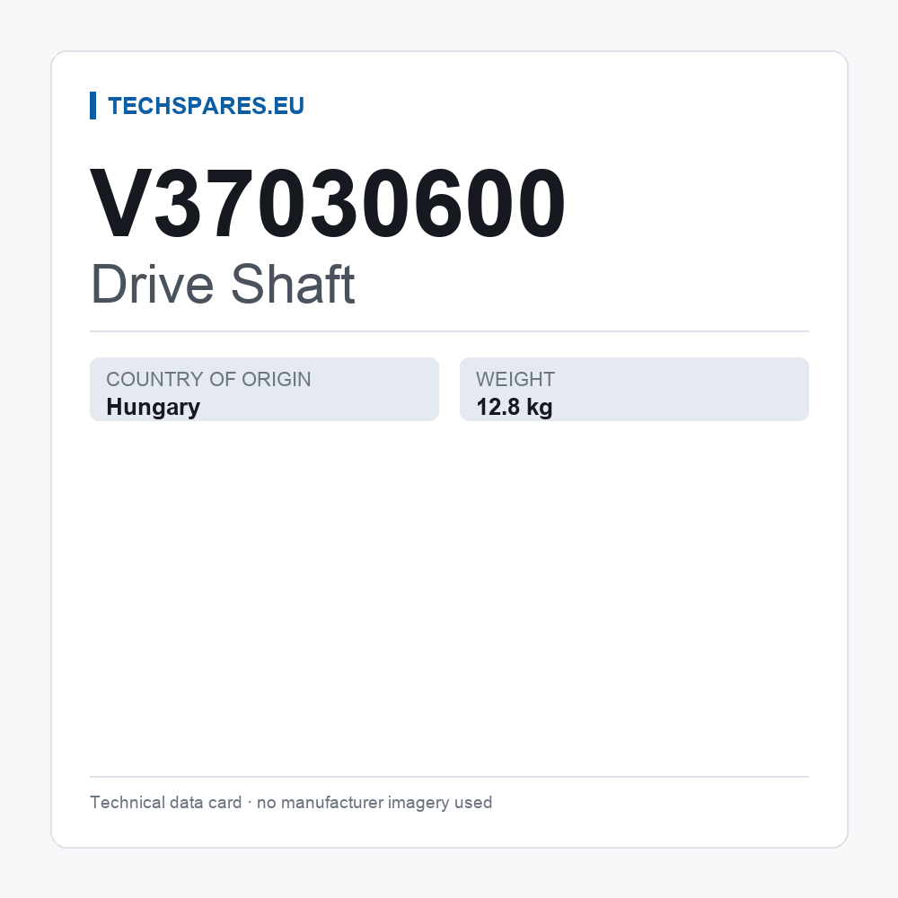 Drive Shaft V37030600 — technical data card