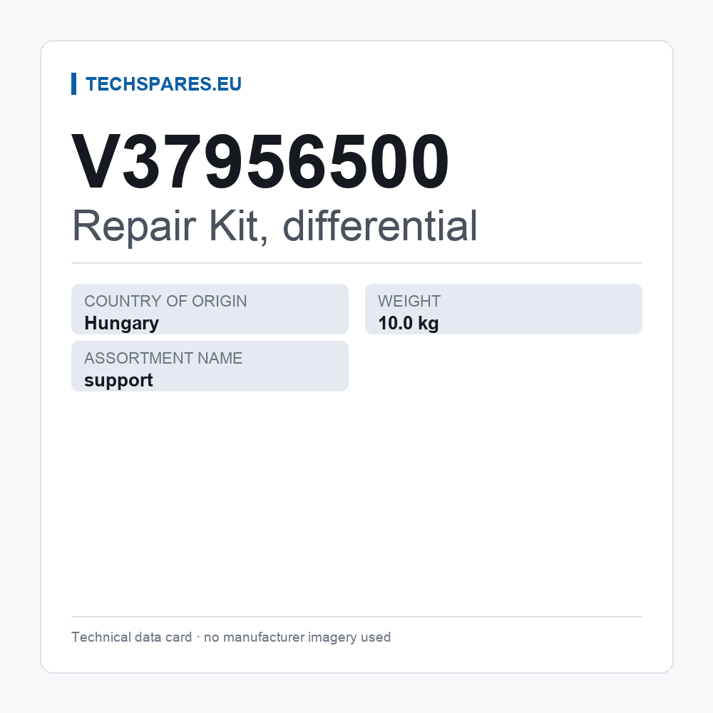 Reparationssæt, differentiale V37956500 — teknisk datablad