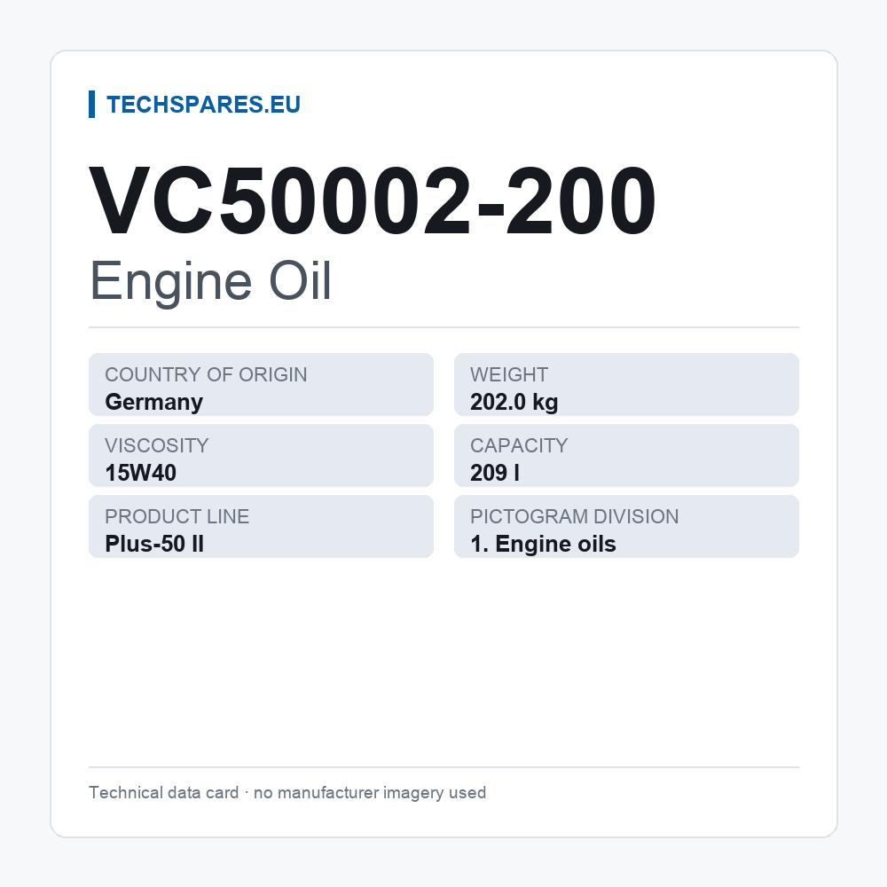 Engine Oil VC50002-200 — technical data card