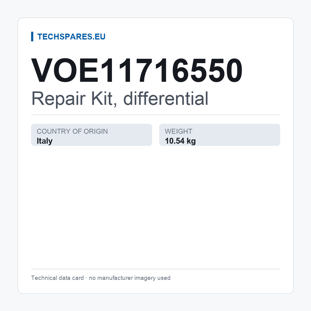 Repair Kit, differential VOE11716550 — technical data card