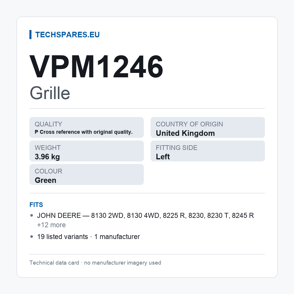 Grille VPM1246 — technical data card