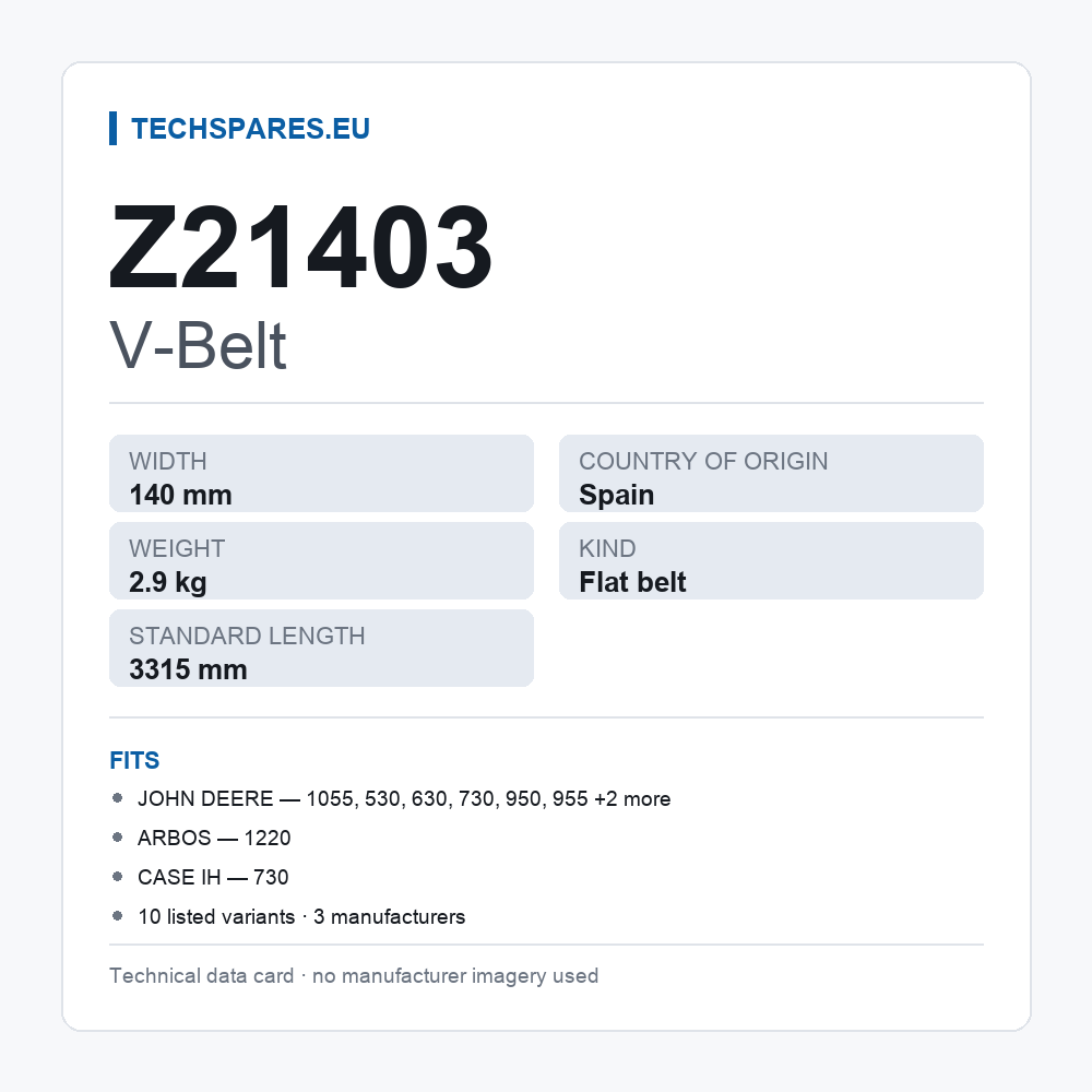 V-Belt Z21403 — technical data card