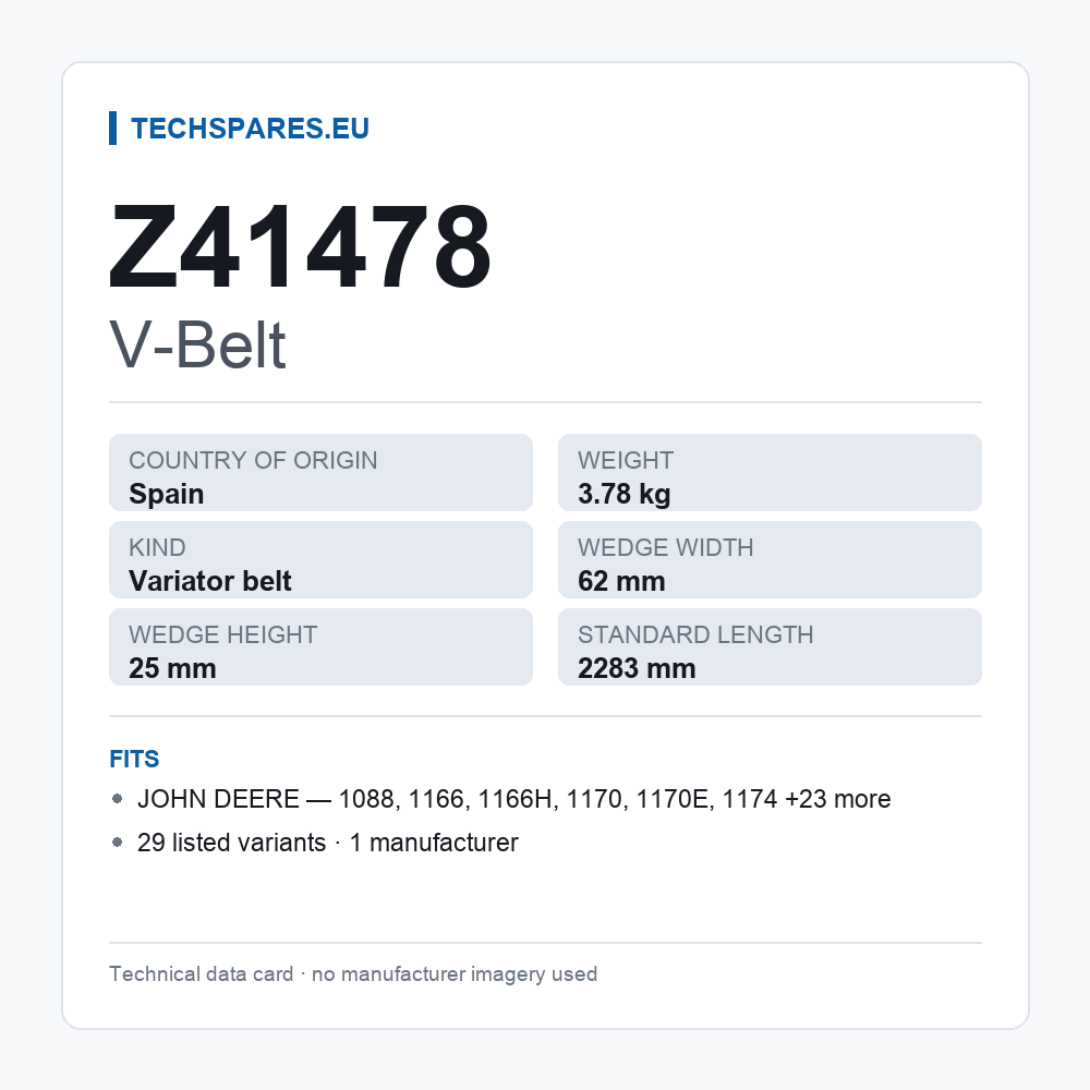 V-Belt Z41478 — technical data card