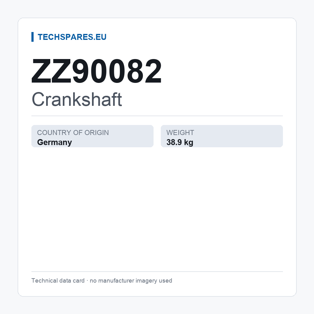 Crankshaft ZZ90082 — technical data card