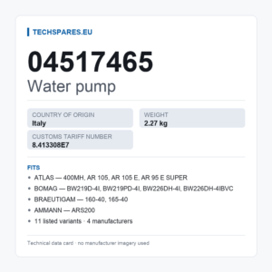 Wasserpumpe 04517465 — technisches Datenblatt