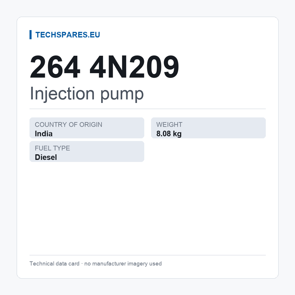 Injection pump 264 4N209 — technical data card