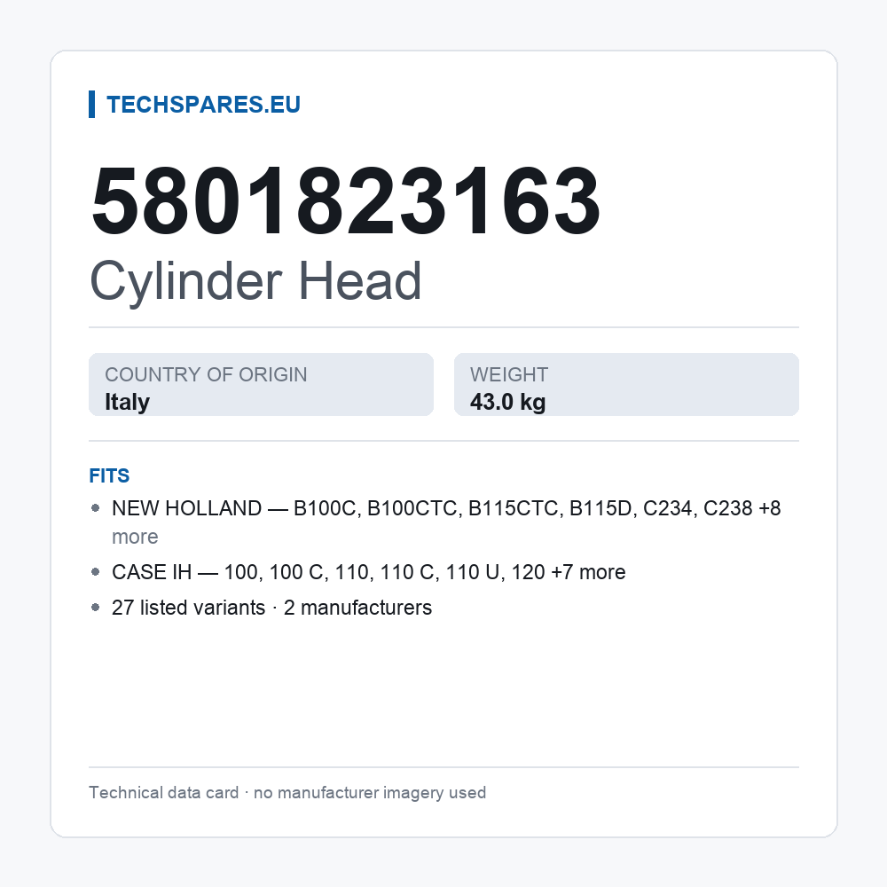 Cylinder Head 5801823163 — technical data card