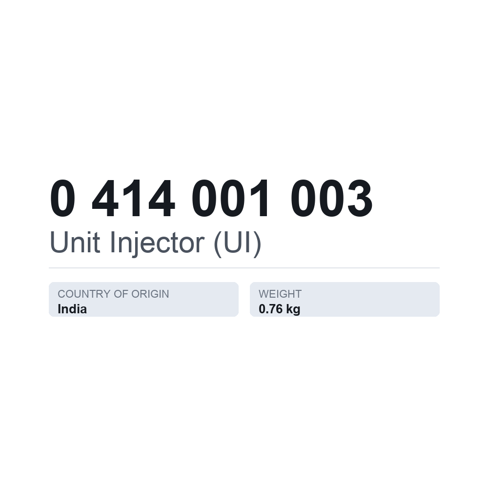 Pumppusuutin 0 414 001 003 — tekninen tietokortti