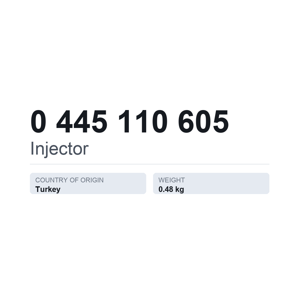 Indsprøjtningsdyse 0 445 110 605 — teknisk datablad