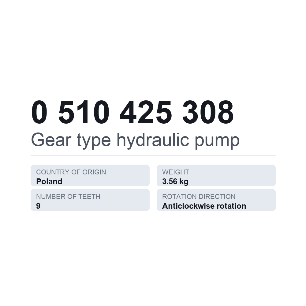 Hydraulische Zahnradpumpe 0 510 425 308 — technisches Datenblatt