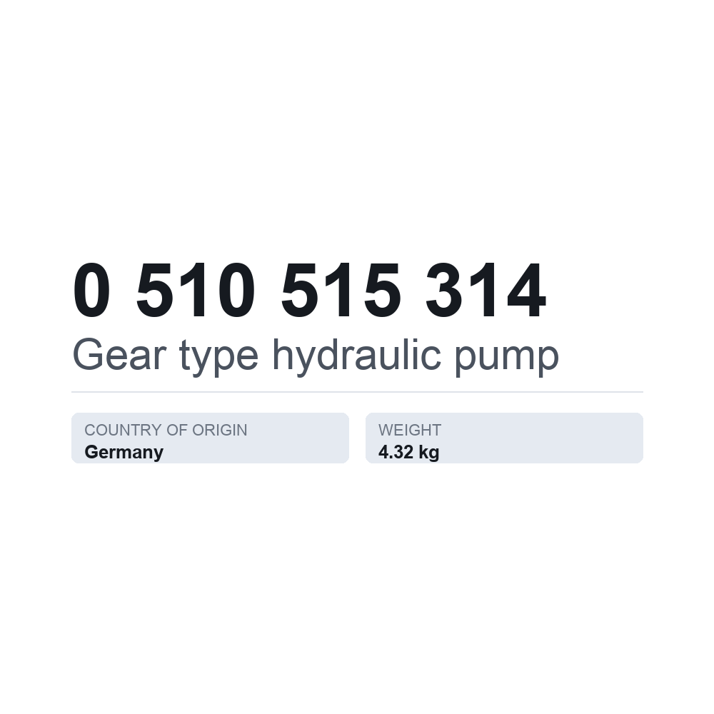 Hydraulische Zahnradpumpe 0 510 515 314 — technisches Datenblatt