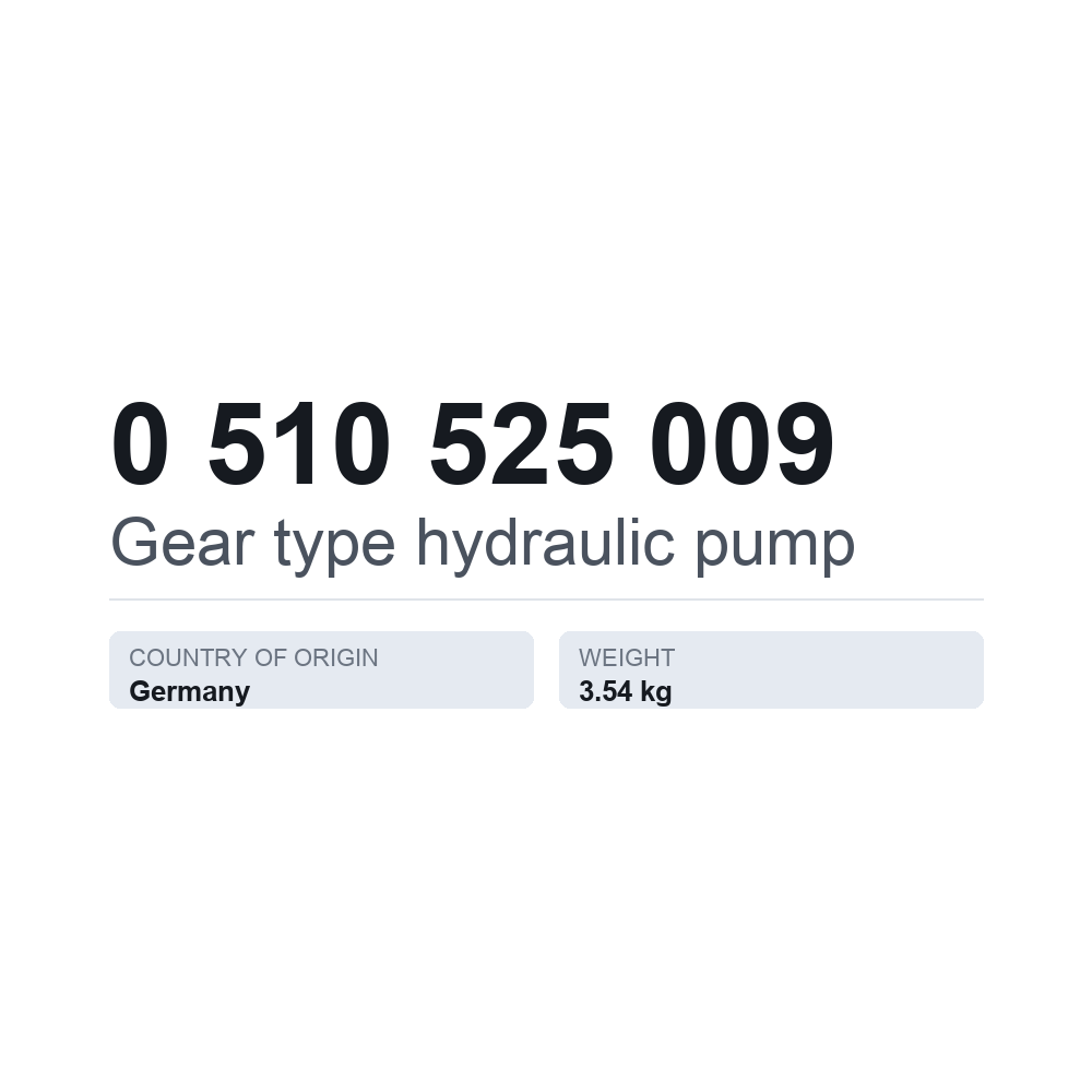 Hydraulische Zahnradpumpe 0 510 525 009 — technisches Datenblatt