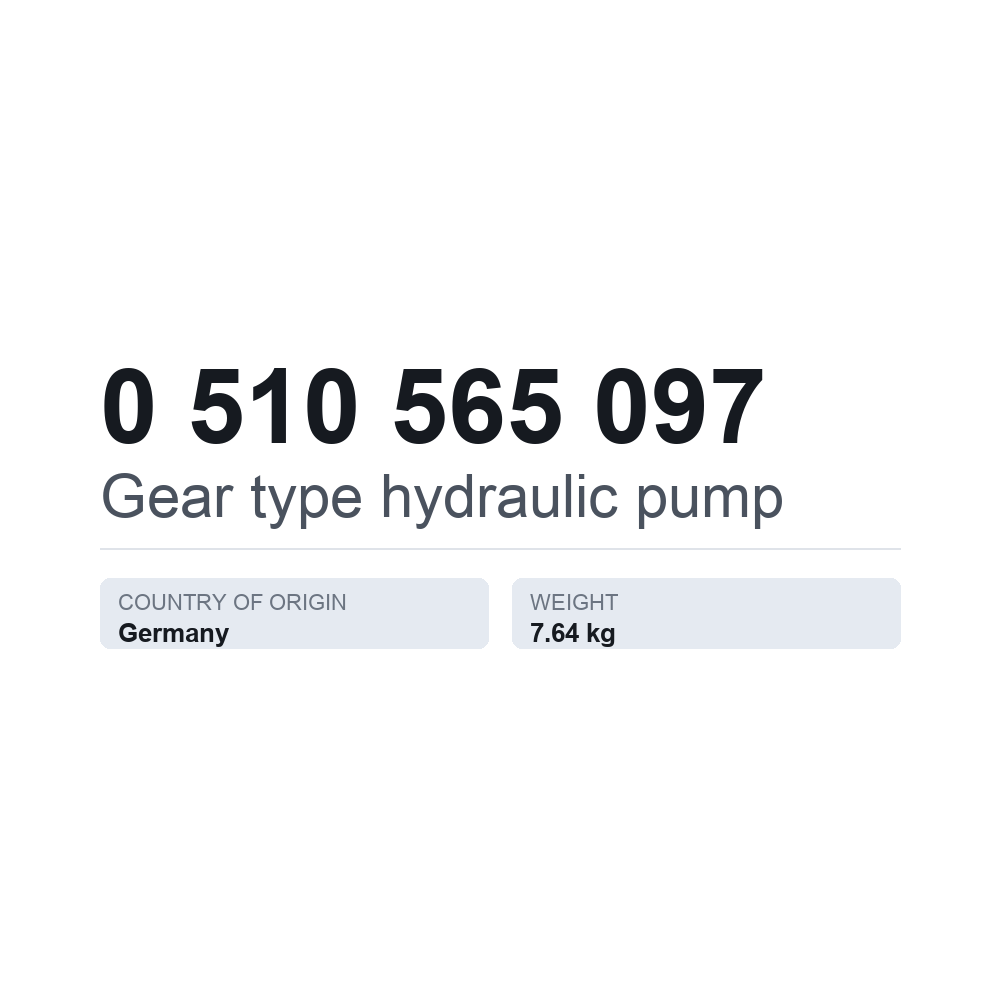 Hydraulische Zahnradpumpe 0 510 565 097 — technisches Datenblatt