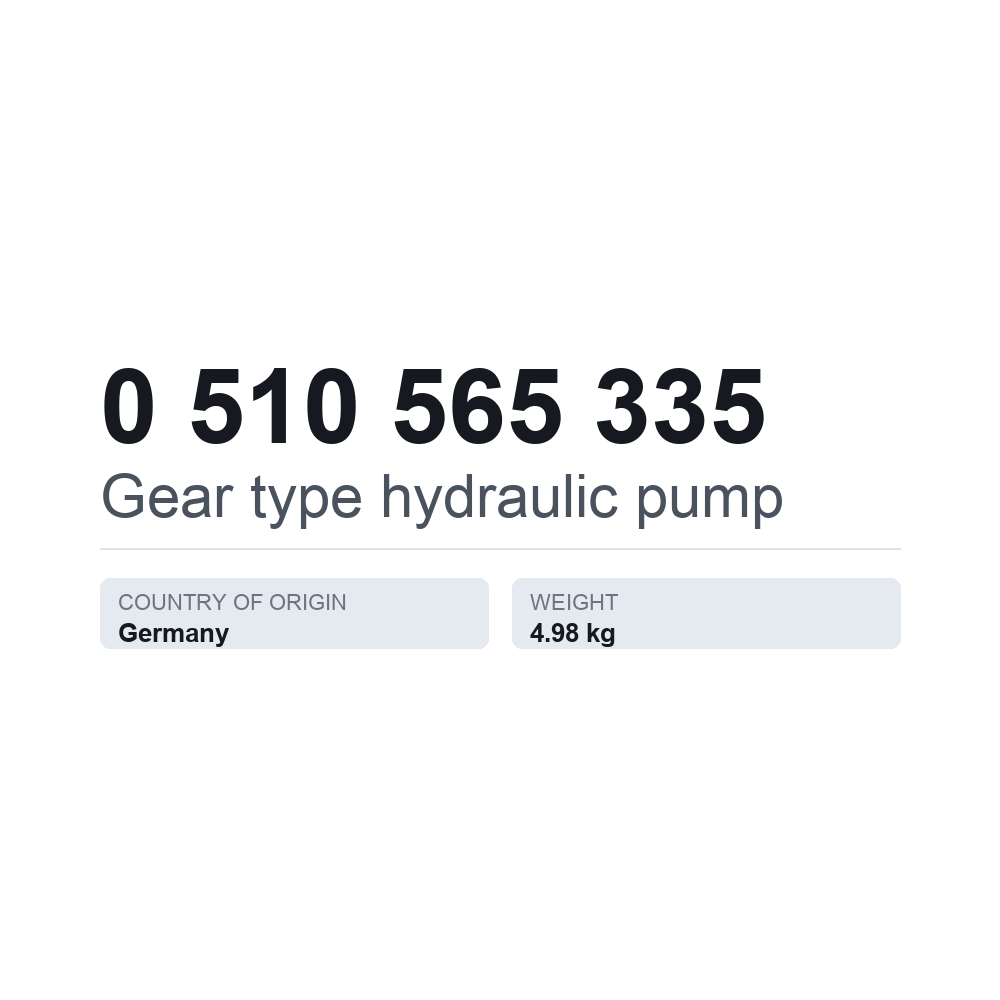 Hydraulische Zahnradpumpe 0 510 565 335 — technisches Datenblatt