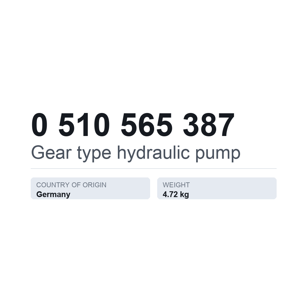 Hydraulische Zahnradpumpe 0 510 565 387 — technisches Datenblatt
