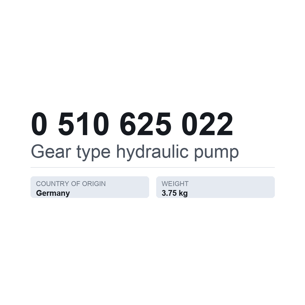 Hydraulische Zahnradpumpe 0 510 625 022 — technisches Datenblatt