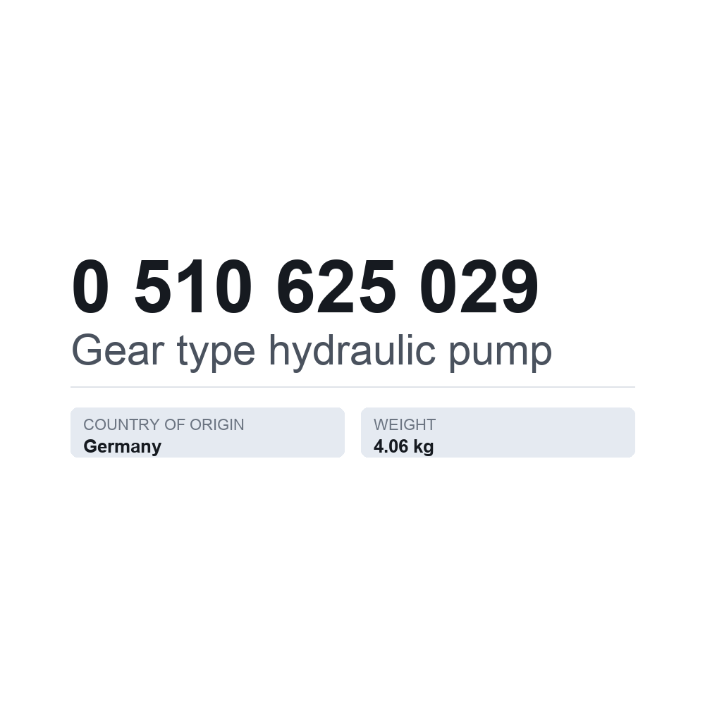 Hydraulische Zahnradpumpe 0 510 625 029 — technisches Datenblatt