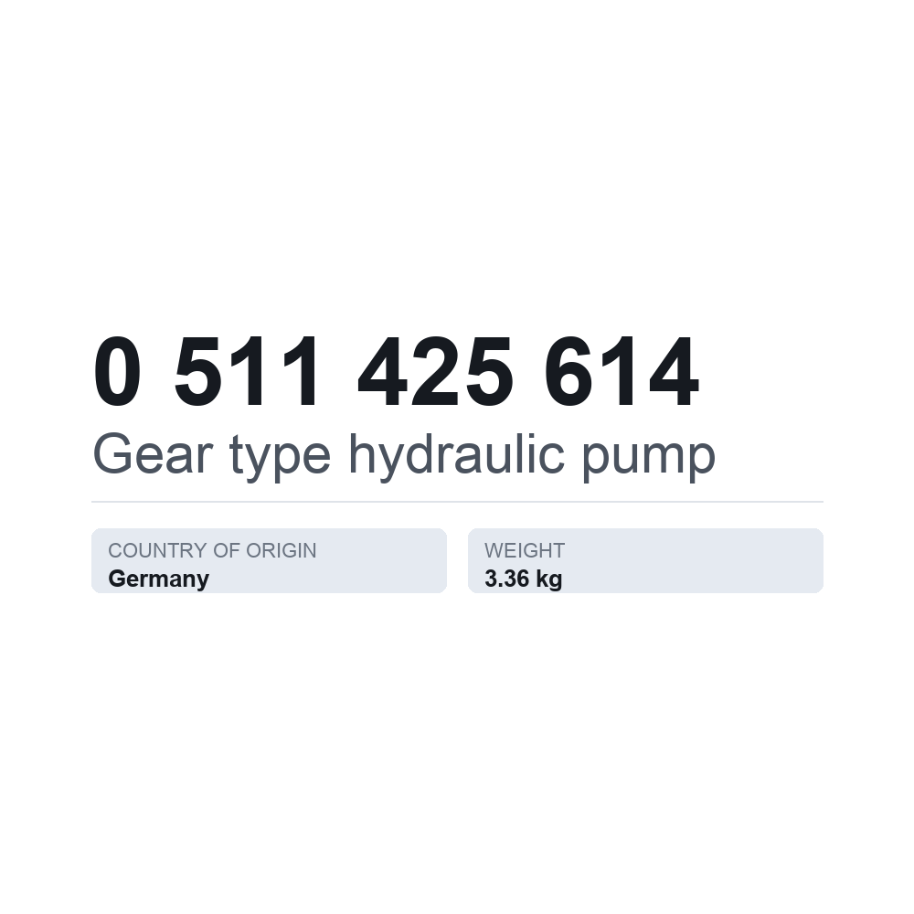 Hydraulische Zahnradpumpe 0 511 425 614 — technisches Datenblatt