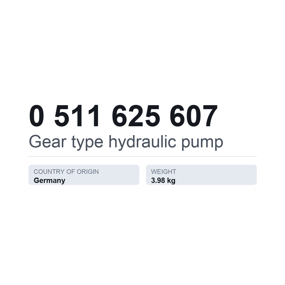 Hydraulische Zahnradpumpe 0 511 625 607 — technisches Datenblatt